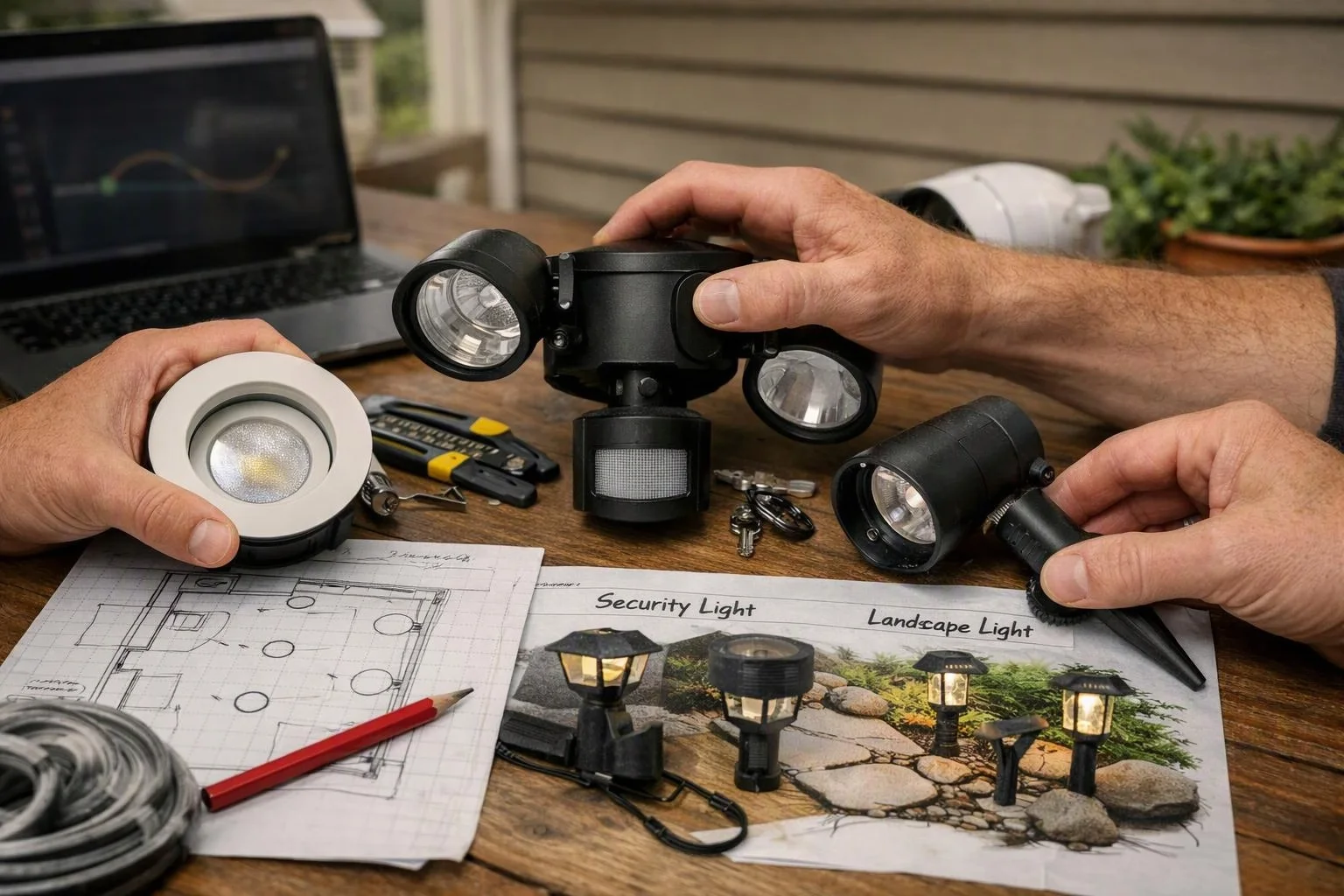 How to plan recessed lighting, security lighting, and landscape lighting