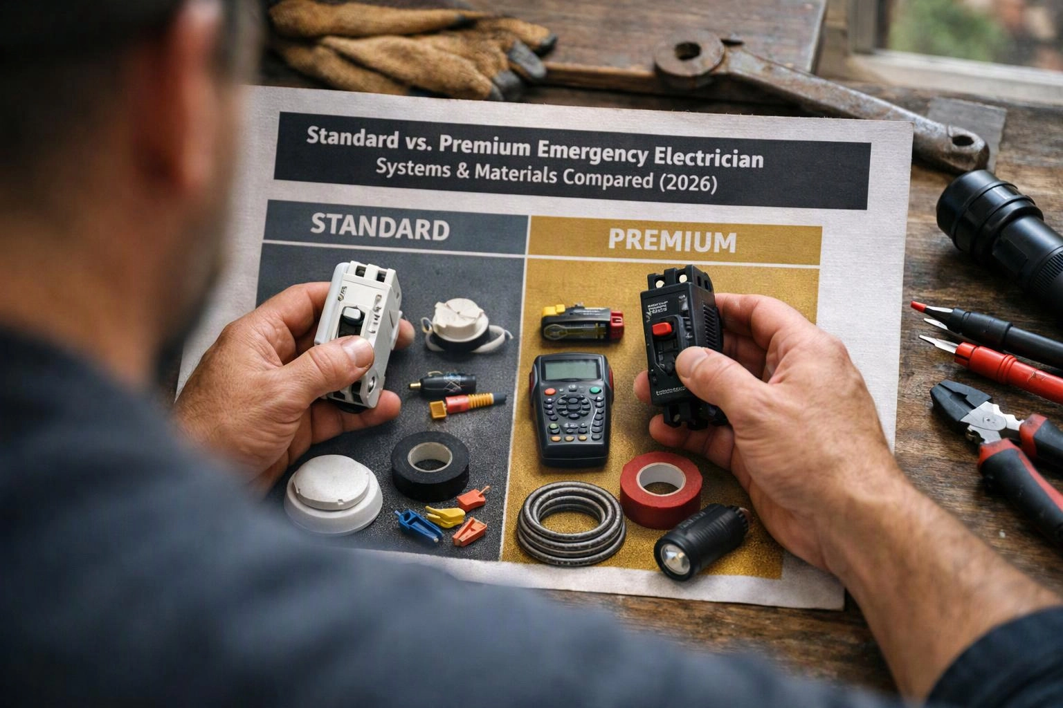 Standard vs Premium Emergency Electrician Service Systems & Materials Compared (2026)
