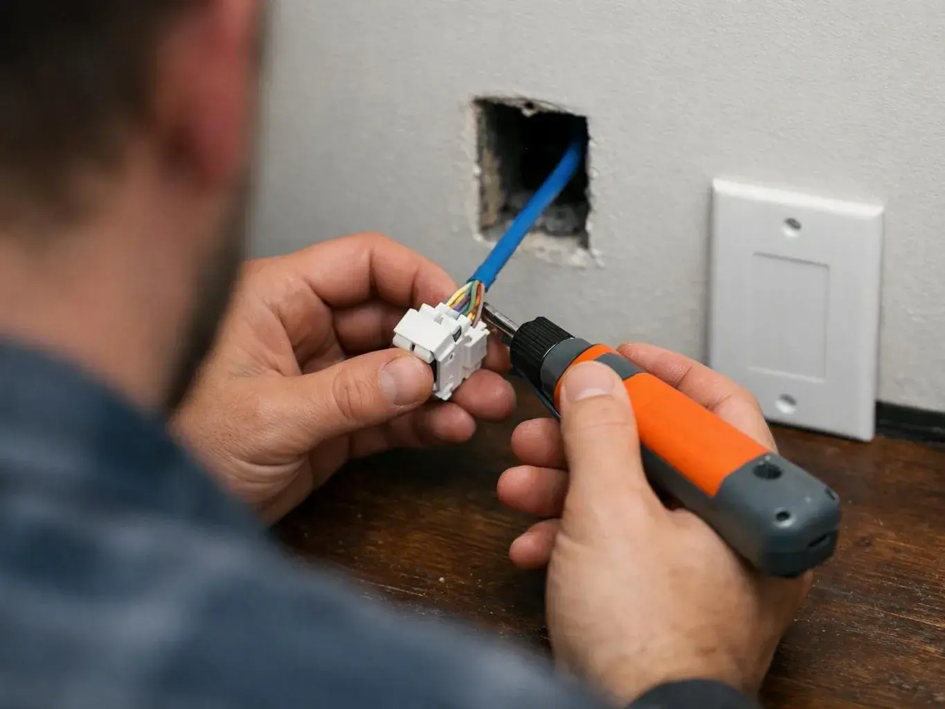 Electrician testing a breaker panel in a basement utility room — Why Do Winter Temperature Swings Affect Electrical Faults...