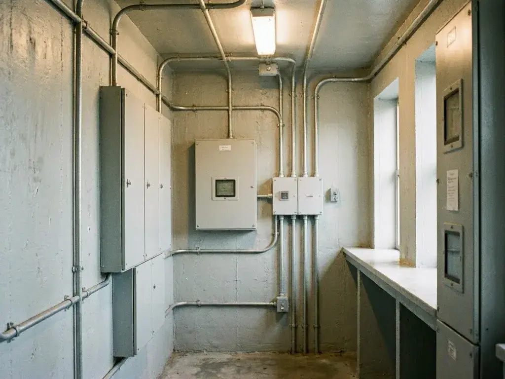 Thermal camera aimed at an open electrical panel