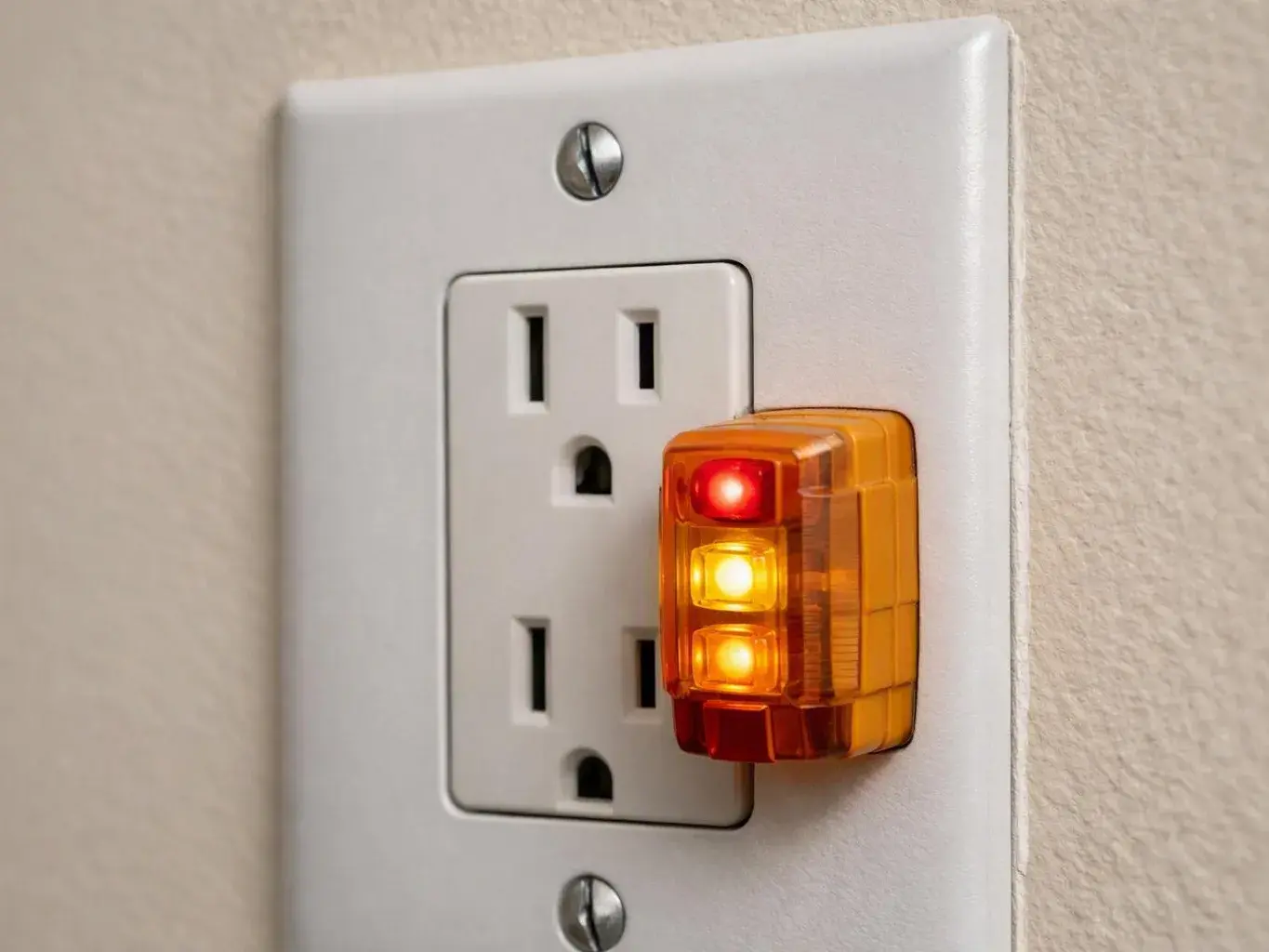 Technician replacing old outlet wiring in a brick home
