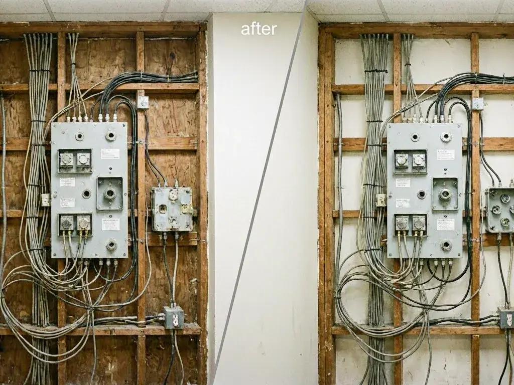 Meter readings taken at an open electrical panel