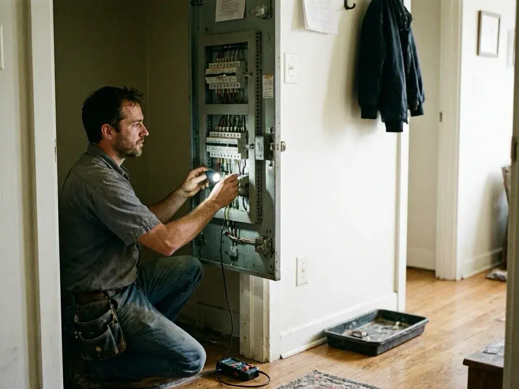Smoke detector replacement in a Whitehall hallway
